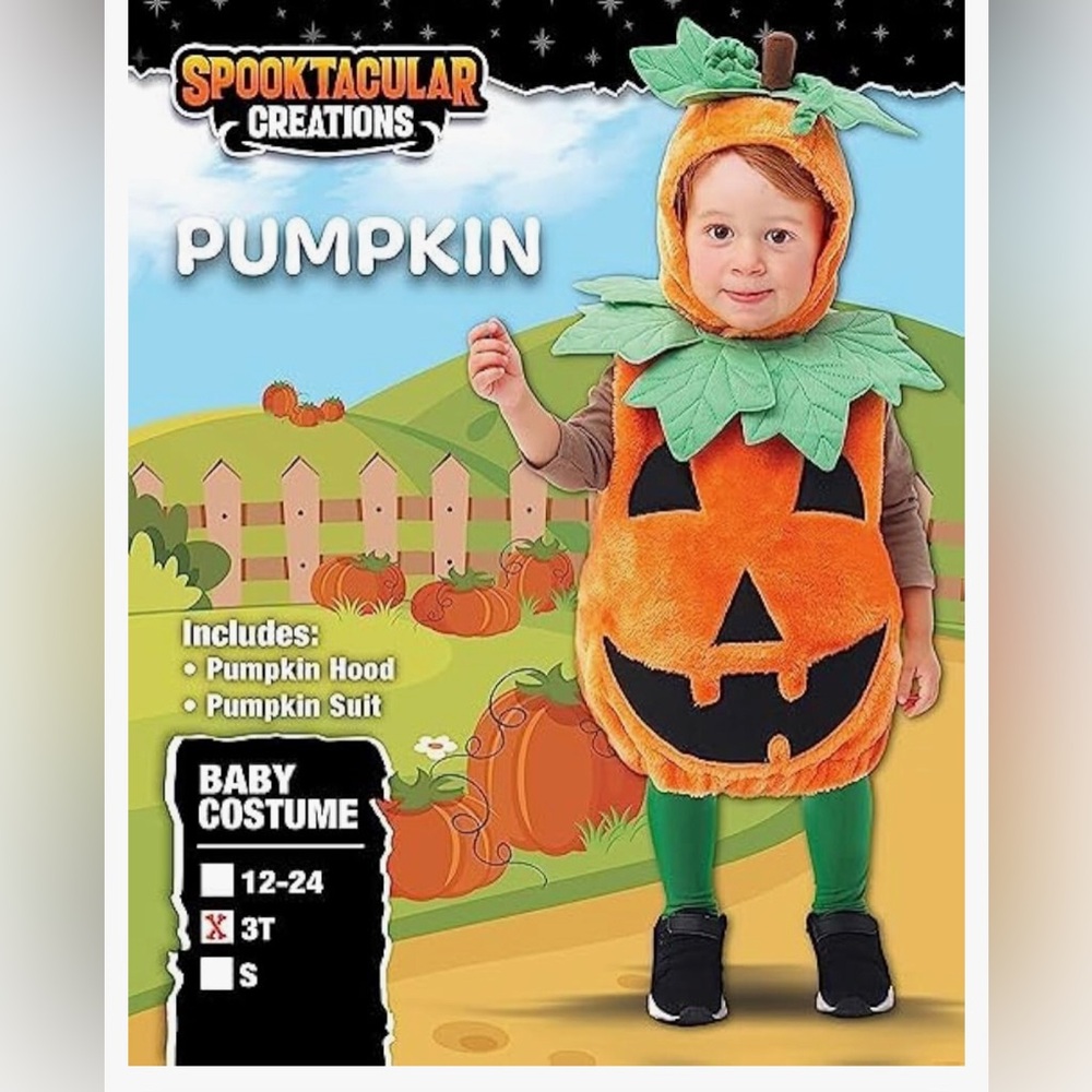 Toddler 3T Pumpkin Costume (Hood and Pumpkin suit only per packing)